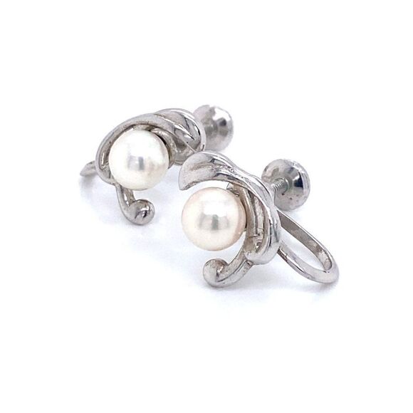 Mikimoto Estate Akoya Pearl Clip On Earrings Sterling Silver 6mm 3.53 Grams M173 - Picture 10 of 15